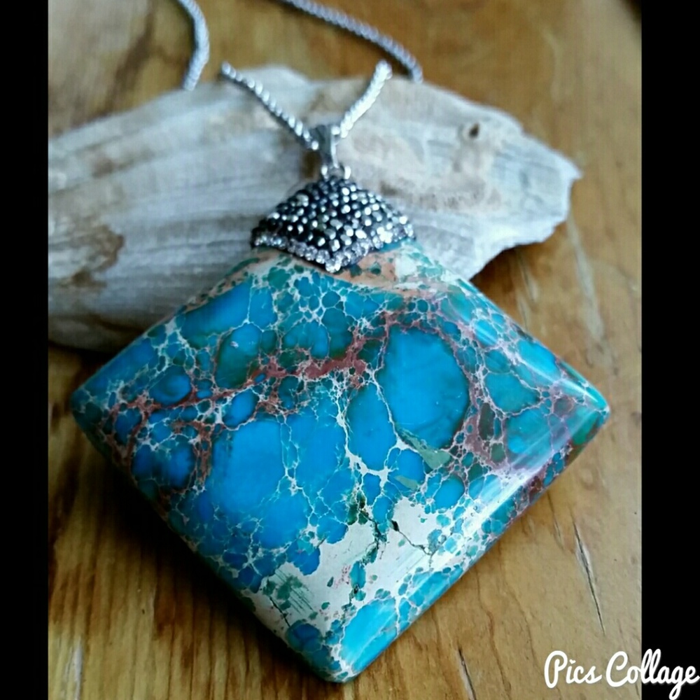 Stainless Steel Sea Sediment Jasper Necklace
